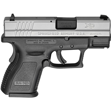 Picture of Springfield Armory XD *CA Compliant Sub-Compact Frame 9mm Luger 10+1, 3" Black Melonite Steel Barrel, Serrated Stainless Steel Slide, Black Polymer Frame w/Picatinny Rail XD9821