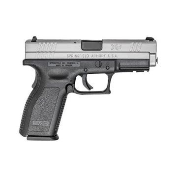 Picture of Springfield XD9, Striker Fired, Semi-automatic, Polymer Frame Pistol, Full Size, 9MM, 4" Barrel, Melonite Finish, Stainless Slide, Black Frame, Fixed Sights, 10 Rounds, 2 Magazines XD9301