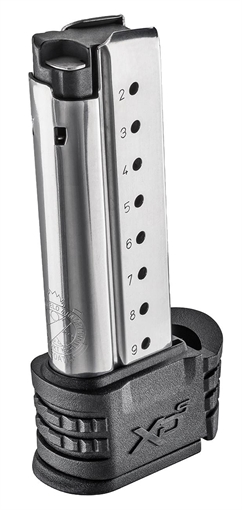 Picture of Springfield Magazine, 9MM, 9 Rounds, Fits Springfield XDS, with Sleeve for Backstraps 1 & 2, Does Not Fit Mod2, Stainless XDS09061