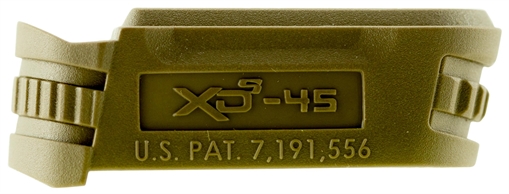 Picture of Springfield Armory Backstrap Sleeve made of Polymer with Flat Dark Earth Finish & 1 Piece Finish for 45 ACP Springfield XD-S with #1 Backstrap & 3.30" Barrel XDS5001MFDE