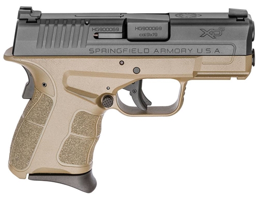 Picture of Springfield Armory XDSG9339FDET XD-S Mod 2 9mm Luger Double 3.30" TNS 7+1 Black Polymer Grip Flat Dark Earth Polymer Frame Black Melonite Slide Tritium Night Sights 2 Magazines 706397925130