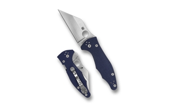 Picture of Spyderco Yojimbo 2, Folding Knife, 3.2" Wharncliffe Blade, 7.69" Overall Length, CPM SPY 27 Blade Steel, Plain Edge, Satin Finish, Silver, Blue G-10 Handle, Compression Lock C85GPCBL2
