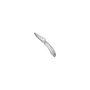 Picture of Spyderco Byrd Cara Cara 2 3.75" Folding Drop Point, Part Serrated 8Cr13MoV SS Blade, Stainless Steel Handle, Includes Pocket Clip BY03PS2