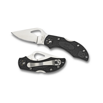 Picture of Spyderco Byrd Robin 2 Lightweight 2.43" Folding Drop Point Plain 8Cr13MoV SS Blade Black Bi-Directional Texturing FRN Handle Includes Pocket Clip BY10PBK2