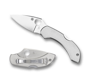 Picture of Spyderco Dragonfly 2 2.31" Folding Clip Point Serrated VG-10 SS Blade Stainless Steel Handle Includes Pocket Clip C28P