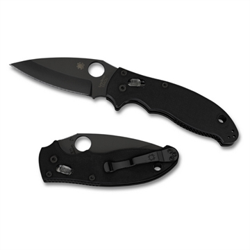 Picture of Spyderco Manix 2 3.37" Folding Plain Black DLC CPM S30V SS Blade/Black Bi-Directional Texturing G10 Handle Includes Pocket Clip C101GPBBK2