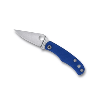 Picture of Spyderco BUG, Folding Knife, 1.27" Drop Point Blade, 12C27 Blade Steel, 2.94" Overall Length, Slipjoint Lock, Satin Finish, Silver Blade, Blue G-10 Handle C133GBLP