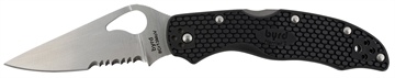 Picture of Spyderco Byrd Harrier 2 Lightweight 3.36" Folding Part Serrated 3Cr13MoV SS Blade Black Textured FRN Handle Includes Pocket Clip BY01PSBK2