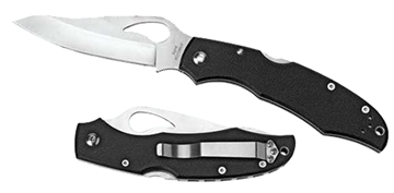 Picture of Spyderco Byrd Cara Cara 2 Lightweight 3.75" Folding Drop Point Part Serrated 8Cr13MoV SS Blade Black Textured FRN Handle Includes Pocket Clip BY03PSBK2