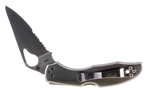 Picture of Spyderco Byrd Meadowlark 2 2.94" Folding Clip Point Part Serrated 8Cr13MoV SS Blade Stainless Steel Handle Includes Pocket Clip BY04PS2