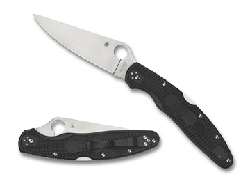 Picture of Spyderco Police 4 Lightweight 4.39" Folding Plain Satin VG-10 SS Blade/Black Textured FRN Handle Includes Pocket Clip C07PBK4