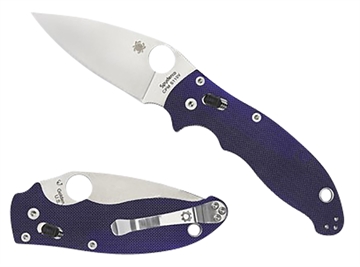 Picture of Spyderco Manix 2 3.37" Folding Plain Satin CPM S110V Blade/Dark Blue Textured G10 Handle Includes Pocket Clip C101GPDBL2