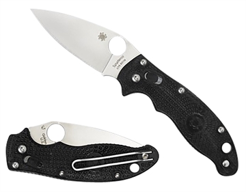 Picture of Spyderco Manix 2 Lightweight 3.37" Folding Plain Satin CTS BD1 SS Blade/Black Bi-Directional Texturing FRCP Handle Includes Pocket Clip C101PBK2