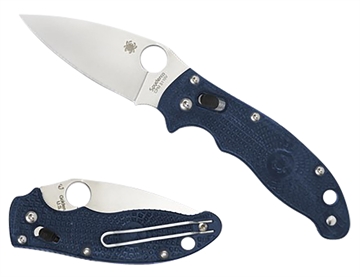 Picture of Spyderco Manix 2 Lightweight 3.37" Folding Plain Satin CTS BD1 SS Blade/Dark Blue Bi-Directional Texturing FRCP Handle Includes Pocket Clip C101PDBL2