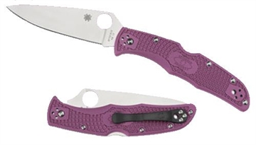 Picture of Spyderco Endura 4 Lightweight 3.75" Folding Clip Point Plain VG-10 SS Blade Purple Bi-Directional Texturing FRN Handle Includes Pocket Clip C10FPPR