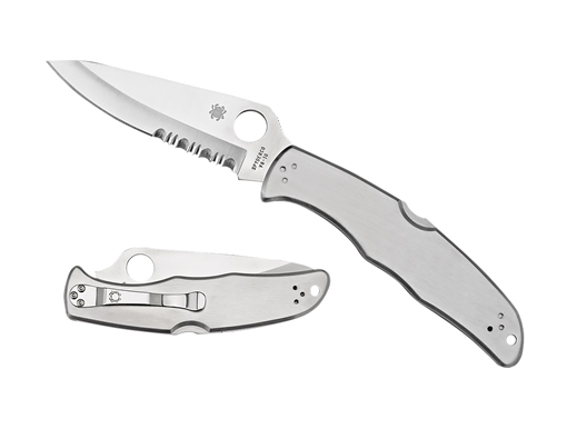 Picture of Spyderco Endura 4, 3.375" Folding Knife, Clip Point, Combo Edge, VG10/Satin, Stainless, Circle Thumb Hole/Pocket Clip C10PS