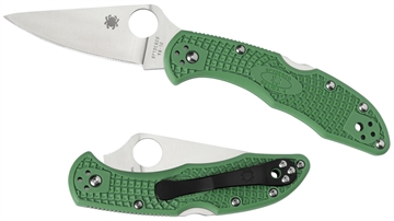 Picture of Spyderco Delica 4 Lightweight 2.88" Folding Drop Point Plain VG-10 SS Blade Green Bi-Directional Texturing FRN Handle Includes Pocket Clip C11FPGR
