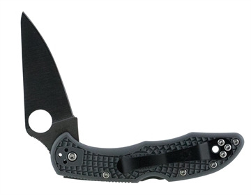 Picture of Spyderco Spyderco, Delica4, Lightweight, 2.875" Folding Knife, VG10/Satin, Plain, Clip Point, Circle Thumb Hole/Pocket Clip, Grey FRN, Box C11FPGY