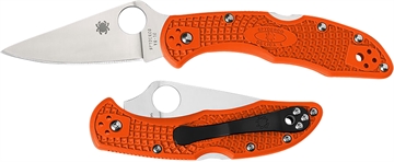 Picture of Spyderco Delica 4 Lightweight 2.88" Folding Plain Satin VG-10 SS Blade/Orange Bi-Directional Texturing FRN Handle Includes Pocket Clip C11FPOR