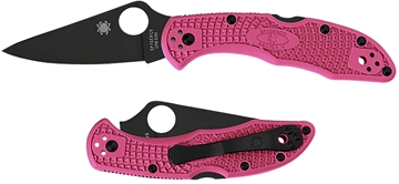 Picture of Spyderco Delica 4 Lightweight 2.90" Folding Plain Black TiCN CPM S30V SS Blade/Pink Textured w/Black Accents FRN Handle Includes Pocket Clip C11FPPNS30VBK