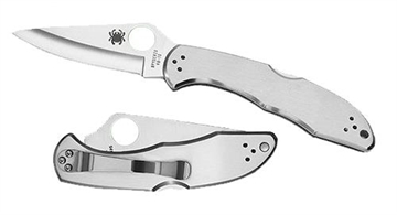 Picture of Spyderco Delica 4 2.95" Folding Drop Point Plain VG-10 SS Blade/ Stainless Steel Handle Includes Pocket Clip C11P