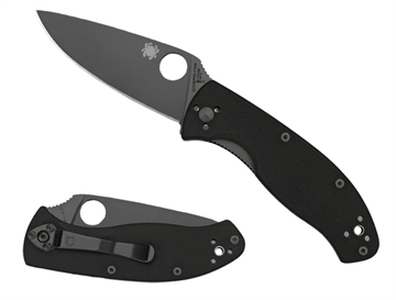 Picture of Spyderco Tenacious 3.39" Folding Drop Point Part Serrated Black Matte 8Cr13MoV SS Blade Black Textured G10 Handle Includes Pocket Clip C122GBBKPS