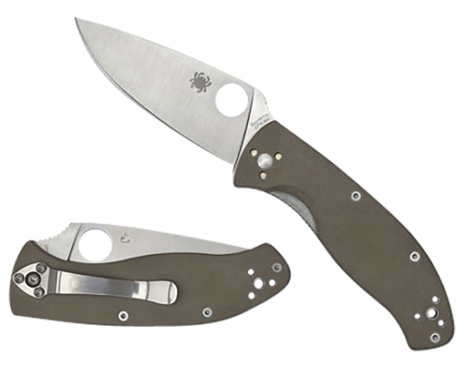 Picture of Spyderco Tenacious 3.35" Folding Plain CPM M4 Blade/ Brown Textured G10 Handle Includes Pocket Clip C122GBNM4P