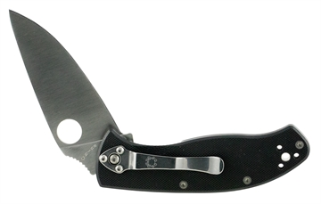 Picture of Spyderco Tenacious 3.39" Folding Drop Point Plain 8Cr13MoV SS Blade Black G10 Handle Includes Pocket Clip C122GP