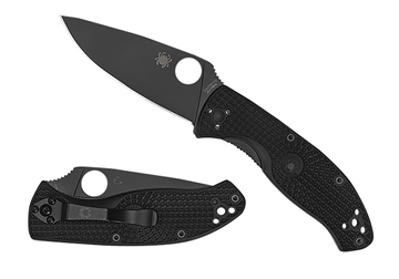 Picture of Spyderco Tenacious Lightweight 3.39" Folding Plain Black Oxide 8Cr13MoV SS Blade/Black Bi-Directional Texturing FRN Handle Includes Pocket Clip C122PBBK