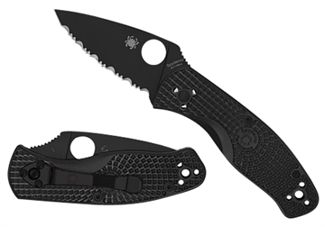 Picture of Spyderco Persistence Lightweight 2.75" Folding Plain Black Oxide 8Cr13MoV SS Blade/Black Bi-Directional Texturing FRN Handle Includes Pocket Clip C136PBBK