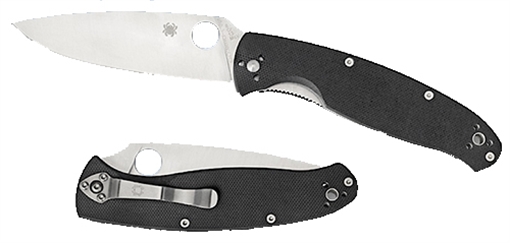 Picture of Spyderco Resilience, 4.2" Folding Knife, Clip Point, Plain Edge, 8Cr13MoV/Satin, Black G10, Circle Thumb Hole/Pocket Clip C142GP