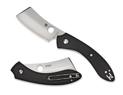 Picture of Spyderco ROC 3.07" Folding Cleaver Plain Matte Gray VG-10 SS Blade Black G10 Handle Includes Pocket Clip C177GP