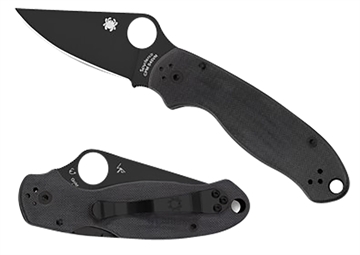 Picture of Spyderco Para 3 2.95" Folding Clip Point Plain Black DLC CPM S45VN SS Blade/Black G10 Handle Includes Pocket Clip C223GPBK