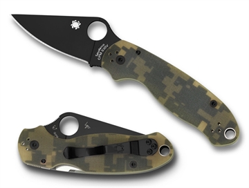 Picture of Spyderco Para 3 2.95" Folding Drop Point Plain Black DLC CPM S30V SS Blade Camo G10 Handle Includes Pocket Clip C223GPCMOBK