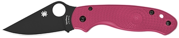 Picture of Spyderco Para 3 Lightweight, Folding Knife, Plain Edge, Pink FRN Handle, DLC Finish, Black, 2.92" Blade Length, CTS BD1N C223PPNBK C223PNBK