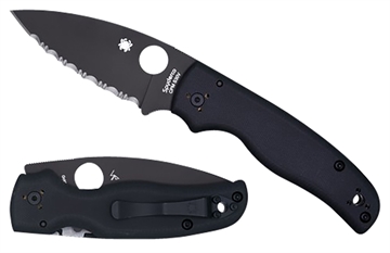 Picture of Spyderco Shaman 3.58" Folding Plain Black DLC CPM S30V SS Blade/Black Textured G10 Handle Includes Pocket Clip C229GPBK