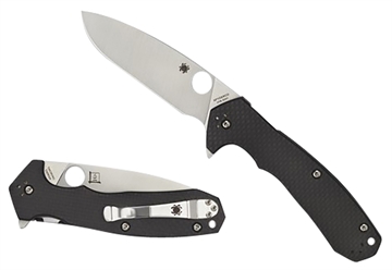 Picture of Spyderco Amalgam 3.80" Folding Drop Point Plain Satin CPM S30V SS Blade/Black Textured Carbon Fiber/G10 Handle Includes Pocket Clip C234CFP