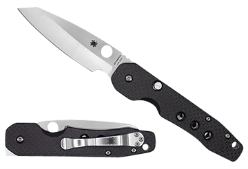 Picture of Spyderco Smock 3.39" Folding Plain Stonewashed CPM S30V SS Blade/Black Textured Carbon Fiber/G10 Handle C240CFP