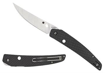 Picture of Spyderco Ikuchi 3.26" Folding Plain CPM S30V SS Blade/Black Textured Carbon Fiber/G10 Handle Includes Pocket Clip C242CFP