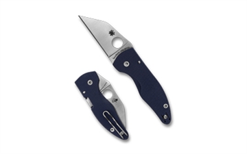 Picture of Spyderco MicroJimbo, Folding Knife, 2.45" Wharncliffe Blade, 6.22" Overall Length, CPM SPY27 Blade Steel, Plain Edge, Satin Finish, Silver, Blue G-10 Handle, Compression Lock C264GPCBL
