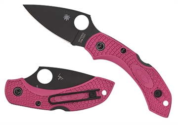Picture of Spyderco Dragonfly 2 2.30" Folding Plain Black TiCN CPM S30V SS Blade/Pink Textured w/Black Accents FRN Handle Includes Pocket Clip C28FPPNS30VBK2