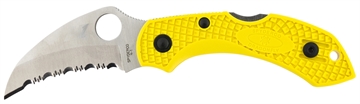 Picture of Spyderco Dragonfly 2 Salt 2.30" Folding Hawkbill Serrated H2 Steel Blade Yellow FRN Handle, Includes Pocket Clip C28SYL2HB