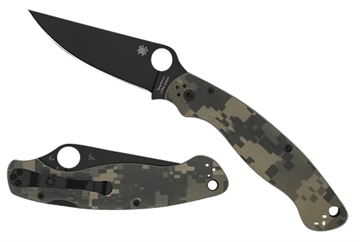 Picture of Spyderco Military 2 4" Folding Plain Black DLC CPM S30V SS Blade/ Digital Camo G10 Handle Includes Pocket Clip C36GPCMOBK2