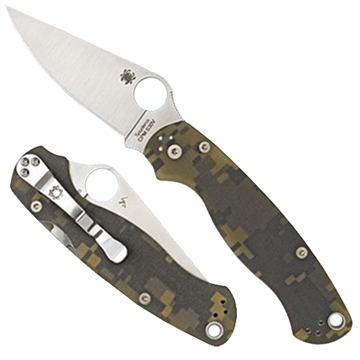 Picture of Spyderco Para Military 2 3.45" Folding Drop Point Plain CPM S45VN SS Blade Camo G10 Handle Includes Pocket Clip C81GPCMO2