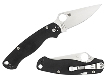 Picture of Spyderco Para Military 2 3.42" Folding Plain Satin CPM S45VN SS Blade Black Textured G10 Handle Left Hand Includes Pocket Clip C81GPLE2