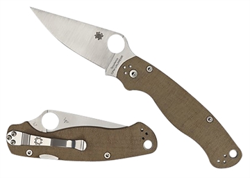Picture of Spyderco Military 2 3.47" Folding Plain Stonewashed CPM Cru-Wear Blade/Brown Canvas Textured Micarta Handle Includes Pocket Clip C81MPCW2