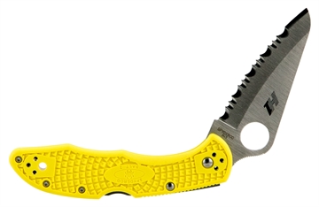 Picture of Spyderco Salt 2 3" Folding Clip Point Serrated H1 Steel Blade Yellow Bi-Directional Texturing FRN Handle Includes Pocket Clip C88SYL2