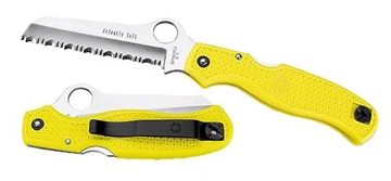 Picture of Spyderco Atlantic Salt 3.69" Folding Sheepsfoot Serrated H2 Steel Blade, Yellow FRN Handle, Includes Pocket Clip C89SYL