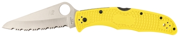 Picture of Spyderco Pacific Salt 2 3.78" Folding Serrated Stonewashed H2 Steel/Blade Yellow FRN Handle C91SYL2