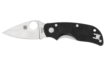 Picture of Spyderco Cat, 2.44" Folding Knife, Plain Edge, 440C/Satin, Black G10, Circle Thumb Hole/Pocket Clip C129GP